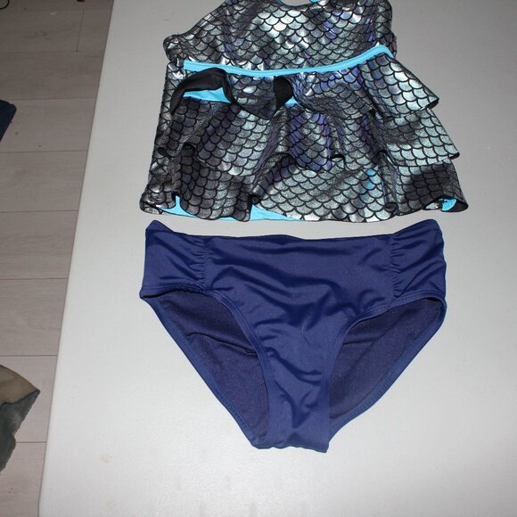 Multi Color 2 Pcs Justice Tankini Swimsuit Size 14 - Picture 1 of 10